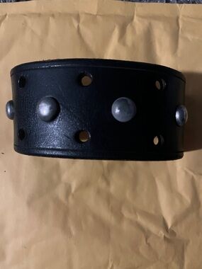 Black Leather Studded Cuff Bracelet
